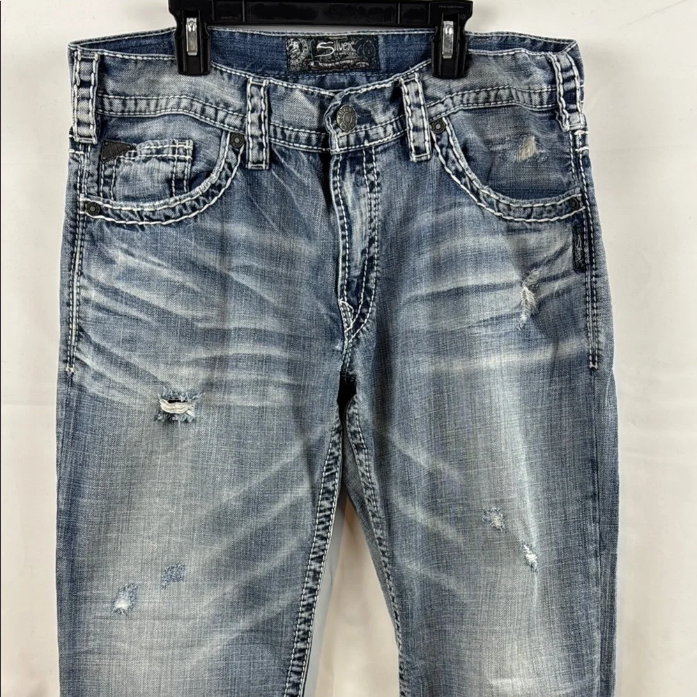 Silver‎ Co Men's Light Blue Nash straight-leg Distressed Jeans Size 34